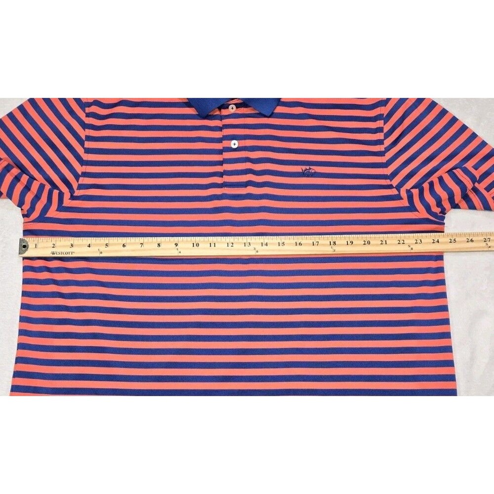 Mens Vineyard Vines Striped Polo Shirt Blue Orange XL - Picture 7 of 10